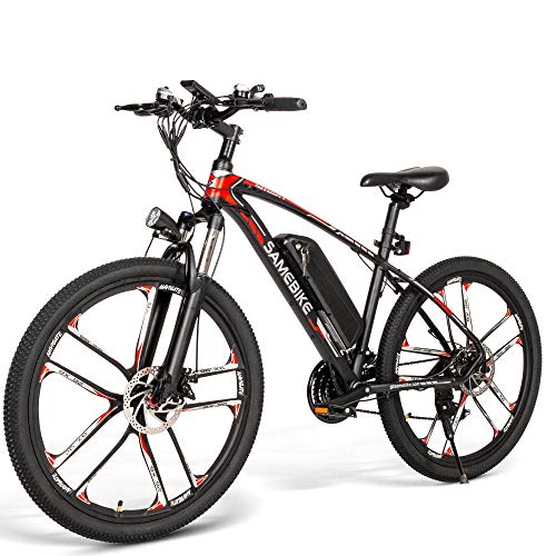 Coolautoparts Bicicleta Eléctrica de Montaña Ciclomotor 26 Pulgadas con Motor de 350W Autonomía de 80KM Bateria de Litio 48V 8AH Marco de Aluminio Frenos de Disco 3 Modos de Arranque [EU Stock]