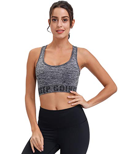 Disbest Sujetador de Yoga, Super Stretch Sport Bra Gimnasio Vest Tank Top con Almohadillas extraíbles Gray L