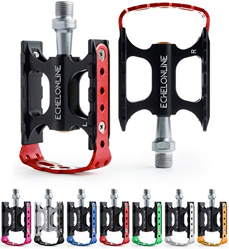 Echelon Line Pedales de Bicicleta de Montaña MTB Pedales de Ciudad para Bici Planos de Aleación de Aluminio (5% cupón de Descuento 489O2EXL) (Rojo)