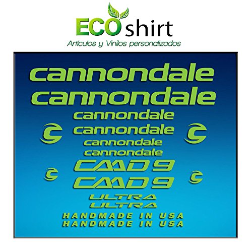 Ecoshirt KE-MPTI-9V7G Pegatinas Cuadro Frame Cannondale CADD 9 Am27 Stickers Aufkleber Decals Adesivi Bike BTT MTB Cycle, Verde