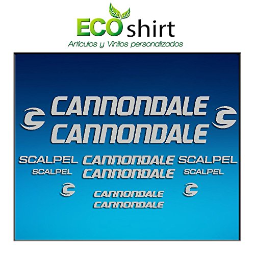 Ecoshirt M9-PP3Q-MG02 Pegatinas Stickers Cuadro Frame Cannondale Scalpel Am26 Aufkleber Decals Adesivi Bike BTT MTB Cycle, Plata