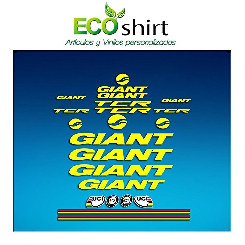 Ecoshirt MR-6LB1-CHND Pegatinas Frame Cuadro Giant TCR Am21 Stickers Aufkleber Decals Adesivi Bike BTT MTB Cycle, Amarillo