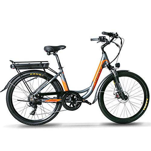 Extrbici Bicicleta eléctrica para Adultos Damas Todo Terreno Deportes Fitness Verde bajo en Carbono Herramientas de Viaje Deportes Fitness 500W 48V14AH XF200 (Gris Anaranjado)