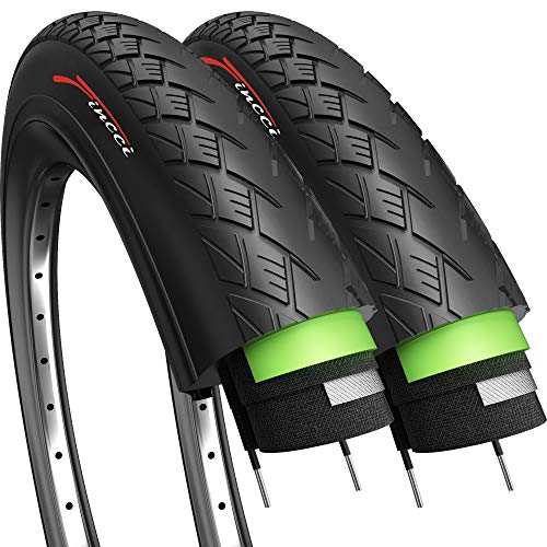 Fincci Par 700 x 38c 40-622 Cubiertas con 2.5mm Anti Pinchazo para Eléctrica Carretera MTB Montaña Hibrida Turismo Bici Bicicleta (Paquete de 2)