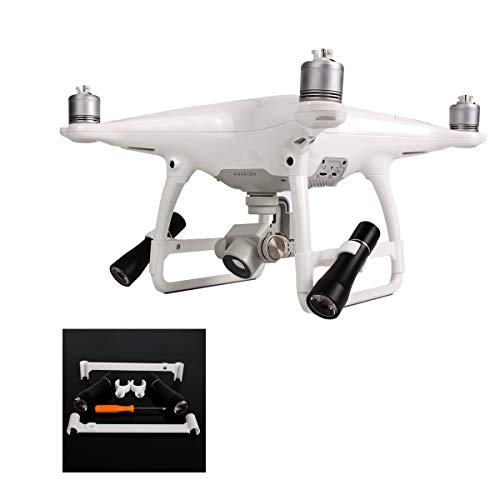 Flycoo - 2 bombillas LED y soporte para DJI Phantom 3, 4 volos de noche, Flash luminaria de iluminación Night Flight alcance giratorio lámpara de bolsillo Kit (para Phamtom 4 gama)