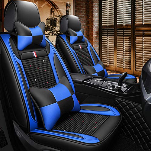 Funda De Asiento De Coche De Verano De Cuero De Seda De Hielo Universales Para Subaru Forester Impreza Legacy Outback,Cubre Asiento De Coche Para Delanteros Y Traseros Impermeable,Azul,A