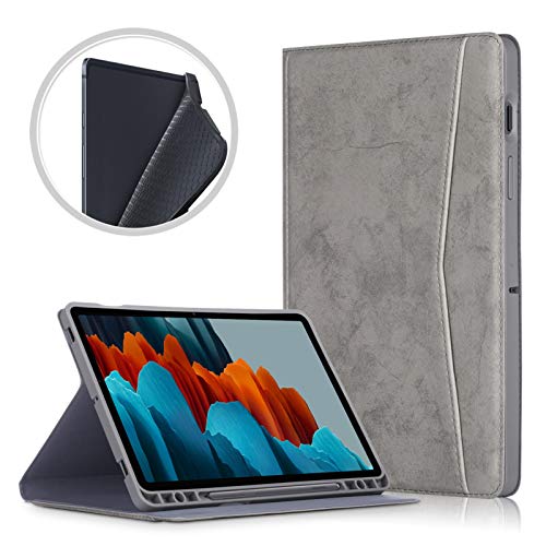 Funda para Galaxy Tab S7 11 Pollici 2020, Carcasa Fina y Ligera con Función de Soporte y Tarjetero Bancario para Modelo SM-T870,Gris