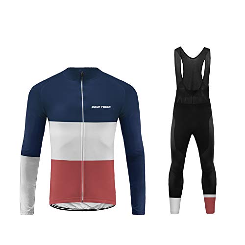 Future Sports Uglyfrog MTB Invierno Termo Maillot de Ciclismo Hombre Mangas Largas Ropa para Bicicleta 20D Cojín Conjunto Bici de Montaña Chaqueta+Bib Pantalones Culote de Ciclista Largo