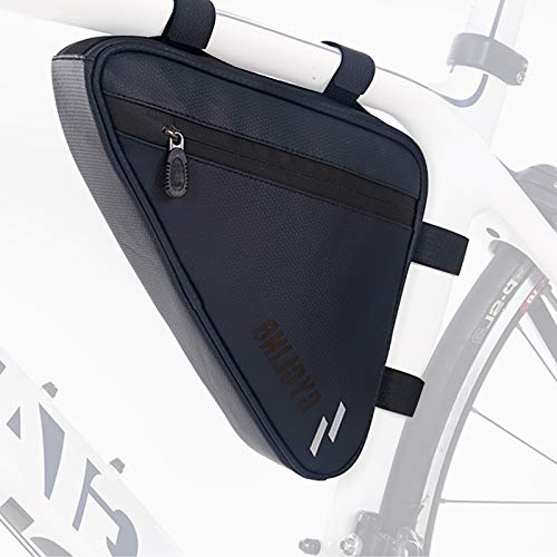 G-raphy Bolsas Bicicleta Cuadro,Bolsa Triangular de Bicicleta 1.5L,Bolsa del Tubo Frontal con Tiras Reflectantes, Bolsa Bici Impermeable para MTB Bicicleta Carretera, Bicicleta Montaña (Negro)