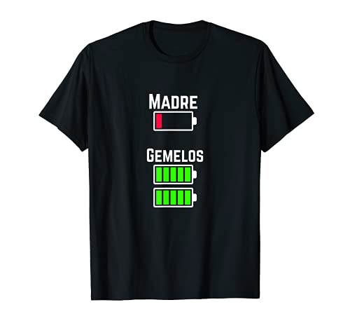 Gemelos High Energy Mamá cansada Carga de batería baja Camiseta