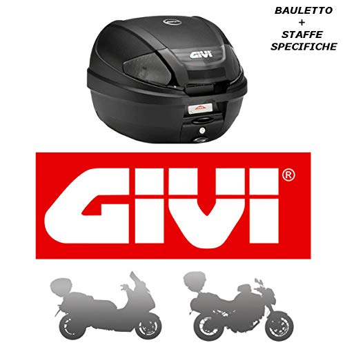 Givi - Baúl de 30 l E300NT2 + Enganche SR210M Monolock Moto Guzzi Breva 1200 2005 2012 con catalizadores de Humo