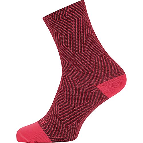 GORE WEAR C3 Unisex Calcetines Medianos, Talla: 41-43, Color: Rosa/Burdeos