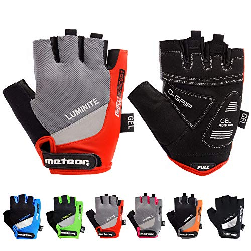 Guantes Bicicleta MTB BMX Ciclismo Montaña Carretera Fitness Gimnasio Bici Escalada Senderismo y Otros Deportes Guantes Deportivos Sin Dedos para Niños Juventud Mujer y Hombre (XL, GX33 Rojo)