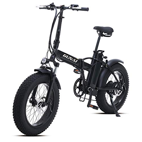 GUNAI Bicicleta Eléctrica 500W 20 Pulgadas 48V 15Ah Neumático Gordo Ciclismo de Playa Bicicleta de Montaña Suspensión Completa MTB Ebike 7 Velocidad Variable (Negro)