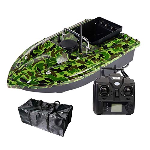 HAN XIU 500m Remoto Fish Finder Barco Pesca RC Bait Boat Control Remoto Barco de Pesca con luz de Noche LED y Bolso,Camuflaje,GPS5200mAh