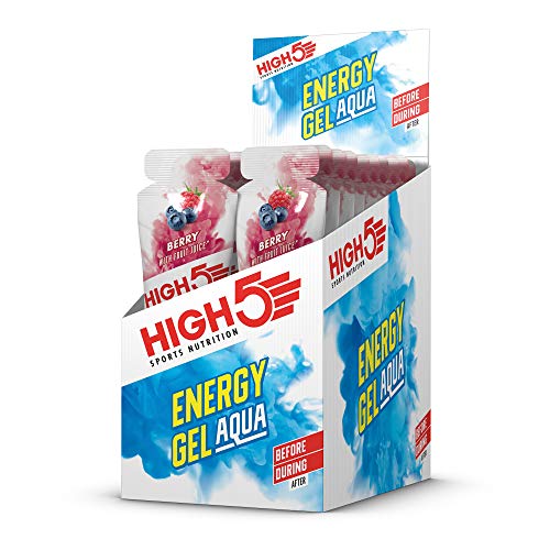 HIGH5 Gel Energético Aqua Bolsitas de Liberación Rápida con Zumo de Fruta Natural (Bayas)