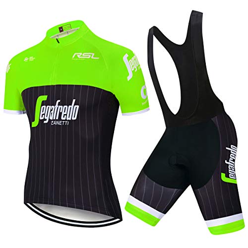 Hplights Hombre Traje Equipacion Ciclismo Verano con 9D Acolchado De Gel,Traje Ciclismo Hombre Maillot Ciclismo + Pantalon Bicicleta para MTB Ciclista Bici,B,XXXXL