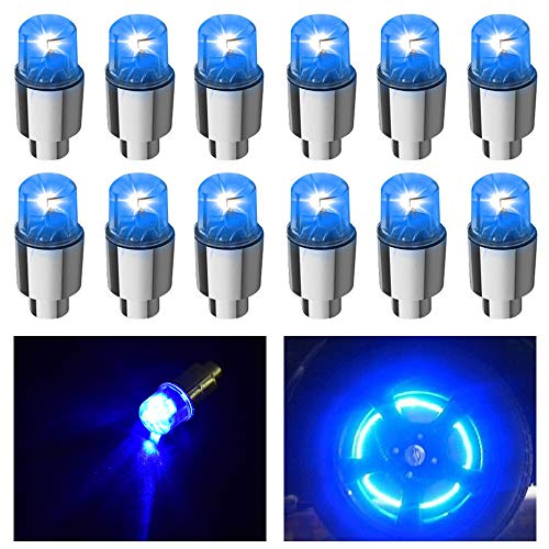 HSIQIAN 12PCS de Luz de Válvula de Flash Luz De Radios Luces De Neumáticos para Coche Bicicleta Motocicleta Azul