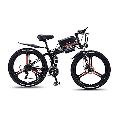 Hyuhome Bicicletas de montaña eléctrica para Adultos, Plegable de MTB Ebikes Hombres Mujeres señoras, 360W 36V 8/10 / 13Ah Todo Terreno 26" Bicicleta de montaña/conmuta Ebike,Black One Wheel,13AH