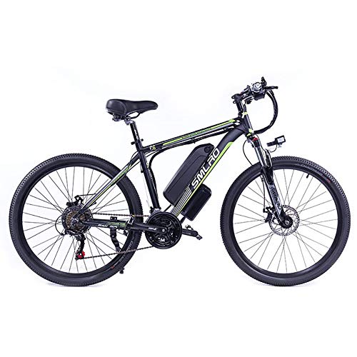 Hyuhome Las Bicicletas eléctricas para Adultos, IP54 Impermeable 500/1000W Ebike de aleación Aluminio Bicicletas 48V 13Ah Iones Litio Bicicletas montaña/batería/conmuta Ebike,Black Green,1000W