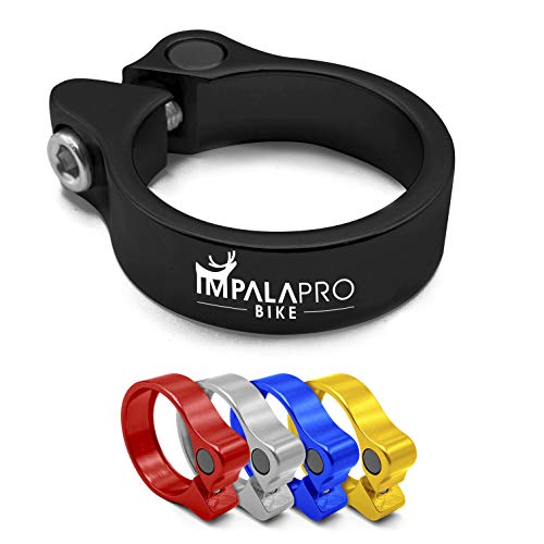 IMPALAPRO Bike Cierre sillín o Abrazadera tija sillín Bicicleta para Bici montaña (MTB) o Carretera Ultraligero y Resistente (Aluminio 7075 CNC - 31,8/34,9mm) (Negro, 31,8mm/1.25in)