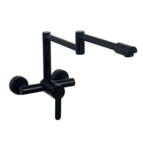 IUYJVR Grifo para Fregadero de Cocina Plegable Latón 3 Ejes 360 ° Grifo de Cocina Giratorio, Grifo Monomando Monomando montado en la Pared, Negro