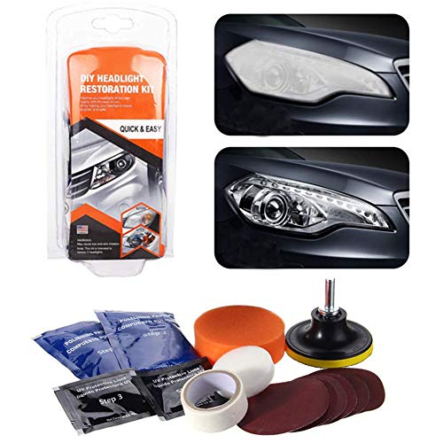 jeerbly Kit de restauración de faros delanteros apagados para reparación de lentes de faros delanteros apagados, adecuado para coches, bicicletas, motocicletas