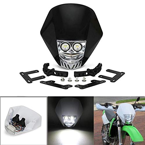 JFG RACING Dual 5W Bombillas LED 12V Universal Modificado Faro Lámpara De Cabeza Para Motocicleta Dirt Pit Bike ATV Scooters - Negro