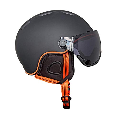 JJIIEE Casco de Nieve cálido a Prueba de Viento, Casco de esquí Ajustable con Gafas de Nieve Desmontables Anti-vaho Anti-UV para Snowboard, Motocicleta, Ciclismo, Equipo de esquí para jóvenes,C,L