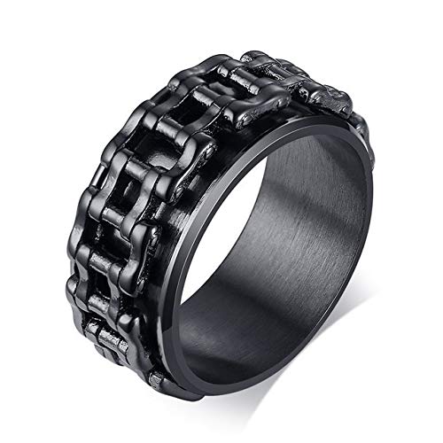 JZESIDE Cool Motorcycle Biker Anillos de cadena de bicicleta para hombres Alianzas de boda de acero inoxidable Spinner 9 R-473B