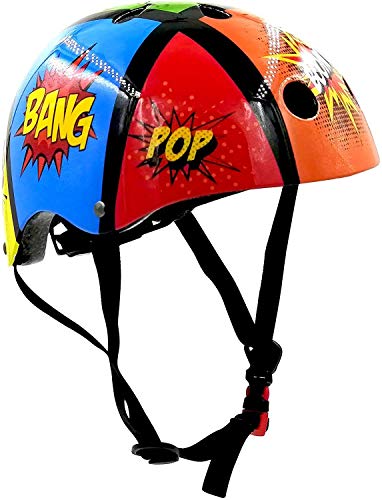 KIDDIMOTO Casco Bicicleta Completamente Ajustabl - Bici Casco para Infantil y Niños para Patinete, Ciclismo, Scooter, Bicicleta de Equilibrio y Monopatin - Cómico - M (53-58cm)