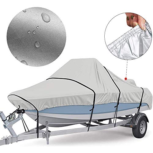 KKmoon 11-13FT Funda para Barco, Funda de Lancha Motora,Impermeable Tela de 300D Oxford con 4 Correas de Fija(420 x 270cm)