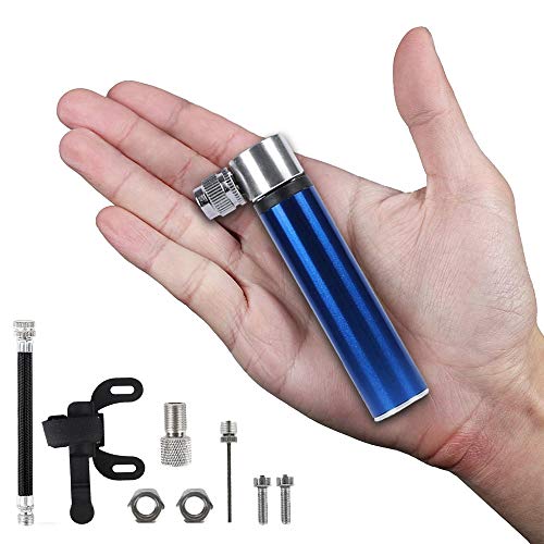 KKSJK Mini Bomba, Bomba de Aire para Bicicleta, Bomba de Mano para neumáticos con 120 PSI para válvulas Presta y Schrader, Bicicleta de Carreras de Bicicleta de montaña (Azul)