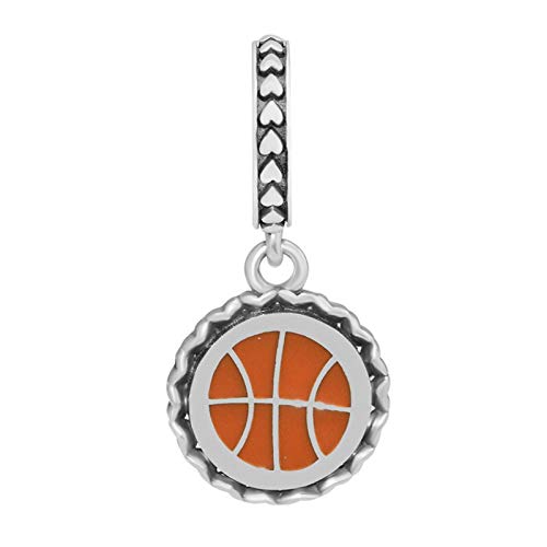 LILIANG Dijes Colgantes De Baloncesto DIY para Pulseras De Cadena, Colgantes De Esmalte Mixto, Dijes Deportivos De Plata De Ley 925 para Hacer Joyas