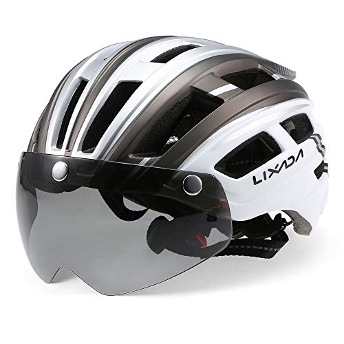 Lixada Casco de Bicicleta de Montaña Casco de Motociclismo con Visera Magnética Desmontable Ligero Protector UV Unisexo