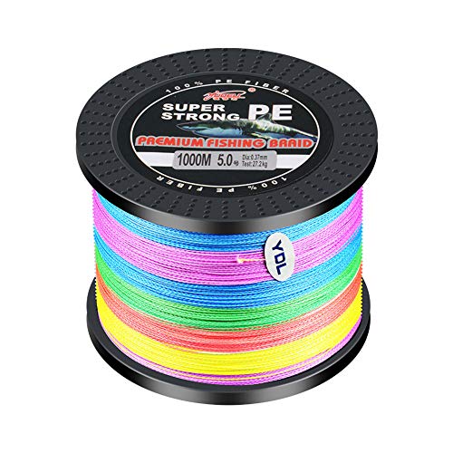 LPATTERN 1000m Línea de Pesca Trenzada PE Multifilamento 4 Hilos Sedal Trenzado Súper Fuerte Accesorios para Pescar, Multicolor, 4.0# /0.32mm/ 22.6kg