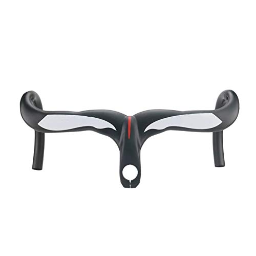 Lwieui-BH Manillares de Bicicleta Manillar de Carbono de Bicicleta de Carretera con Ciclismo de Tallo Handlebar de Carretera de Carbono Integrado Barra Plana de Fibra de Carbono/Bent