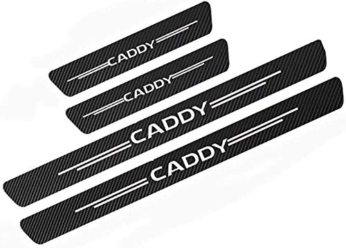 Lyclyb 4PCS Coche Fibra de Carbon Barra de Umbral para Volkswagen VW Caddy, Exterior Protector Antideslizante Antiarañazos Accesorios