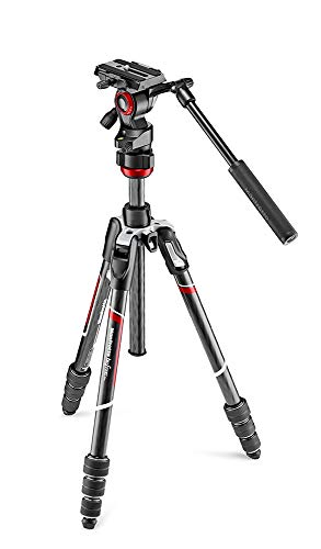 Manfrotto MVKBFRTC-LIVE Manfrotto befree Live Kit Twist Carbon con Fluid de Cabezal de vídeo, Blanco/Rojo