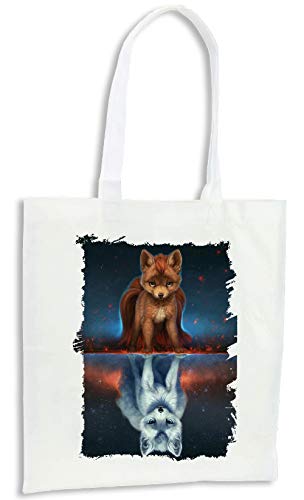 MERCHANDMANIA Pack 2 Bolsas Zorro Lobo Espejo Nieve Polar Cocina Compra Kitchen