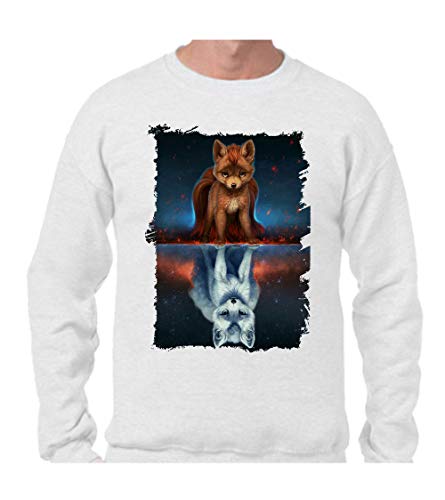 MERCHANDMANIA Sudadera A3 Zorro Lobo Espejo Nieve Polar Sweatshirt