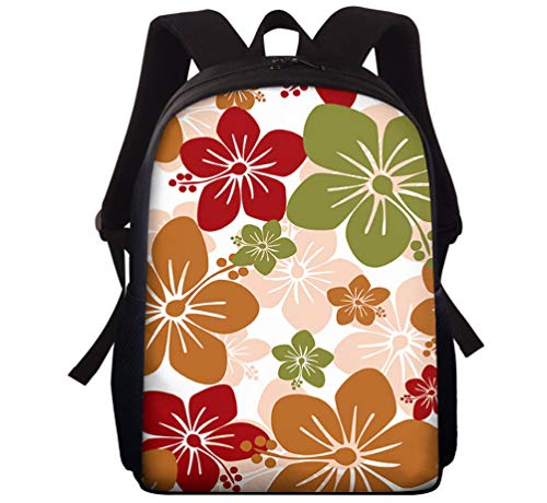 Mochila Escolar Mochilas Mochilas para Niños Niñas Niños Mochila para Portátil Mujeres Antirrobo Mochila Informal Cártamo Y Flor Verde