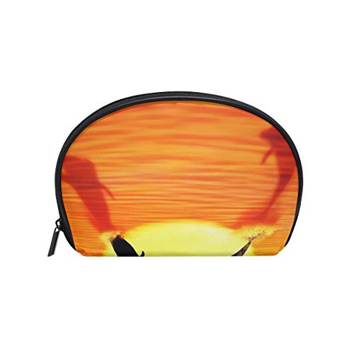 MONTOJ Dolphin Sunset Jump bolsa de maquillaje viaje organizador de artículos de tocador