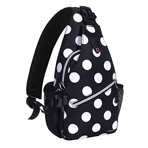 MOSISO Mini Mochila de Honda, Pequeña de Multiusos de Viaje Paquete Desbalanceado Bandolera en Pecho Deportiva al Aire Libre Casual Bolsa para Hombres/Mujeres/Adolescentes/Niños, Base Negra Punto