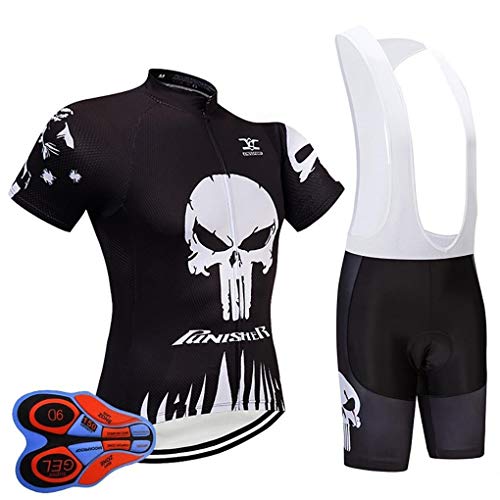 Moxilyn Ropa de Ciclismo para Hombre Traje de Bicicleta Conjunto de Verano Top + Bib Shorts Acolchados, Almohadilla de Asiento de Gel 9D para Montar En Bicicleta Conjunto Cómodo y De Secado Rápido