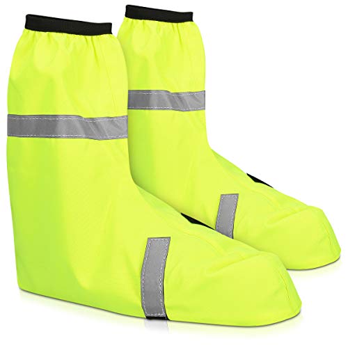 Navaris Fundas Impermeables para Zapatos - Cubre Zapatos Reflectante para Bici o Moto - Polainas contra Lluvia Lodo para Botas Calzado - Talla 44-46