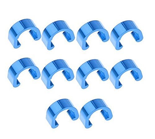 Ndier 10pcs Cable para Bici del Camino MTB De Manguera Alojamiento Aluminio C Clip De Guía - Azul, 13mm