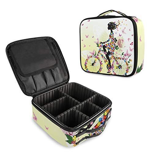 Neceser de Viaje con diseño de Mariposas para niña con Bicicleta, Impermeable, Desmontable, para Maquillaje, Neceser portátil de Tela Oxford