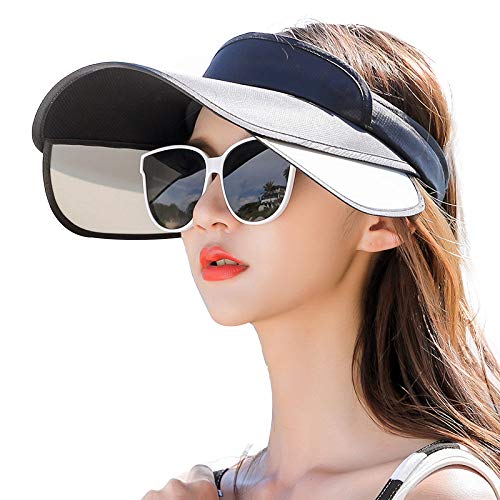 Negro Sombreros Mujer Viseras Gorras para Sol Verano Sombrero Protector Solar Visera Gorros Plegable Moda Salvaje Gorra Bicicleta Viaje Protección UV Protector Cuello Sombrilla Hecho Mano,G-OneSize