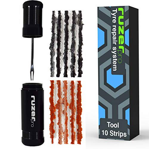 Neumático de bicicleta kit de reparación para carretera montaña Híbrido neumático, herramienta de enchufe, recipiente de almacenamiento 10 tiras